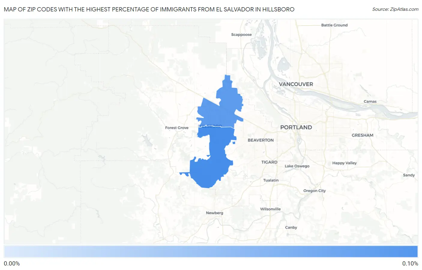 Zip Codes with the Highest Percentage of Immigrants from El Salvador in Hillsboro Map