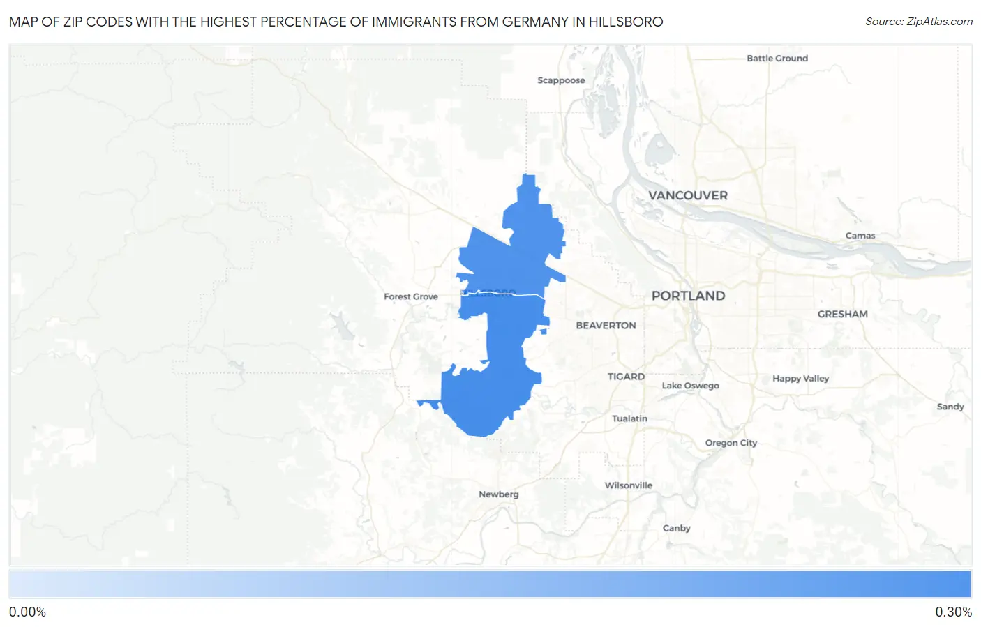 Zip Codes with the Highest Percentage of Immigrants from Germany in Hillsboro Map