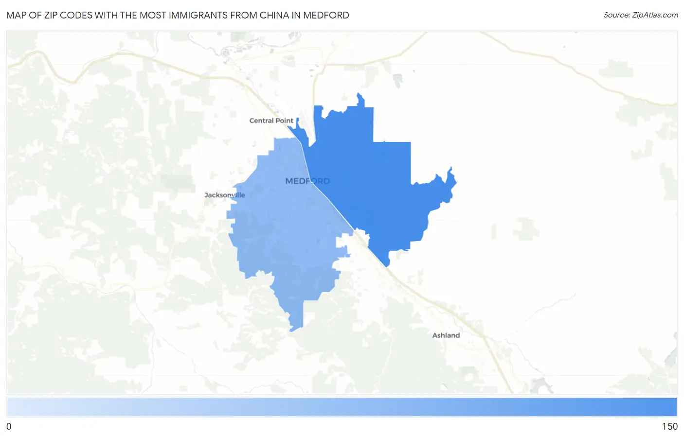 Zip Codes with the Most Immigrants from China in Medford Map