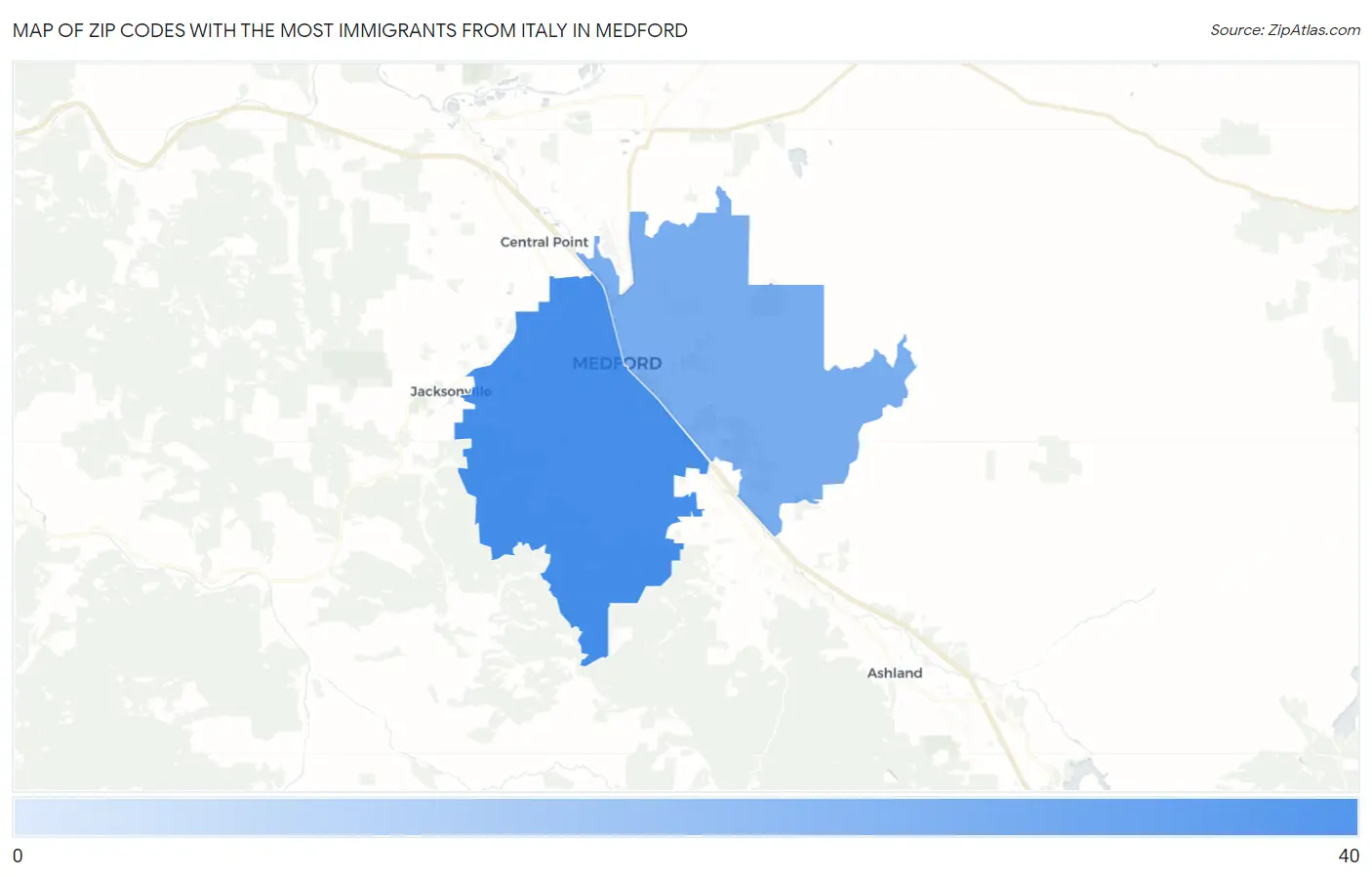 Zip Codes with the Most Immigrants from Italy in Medford Map
