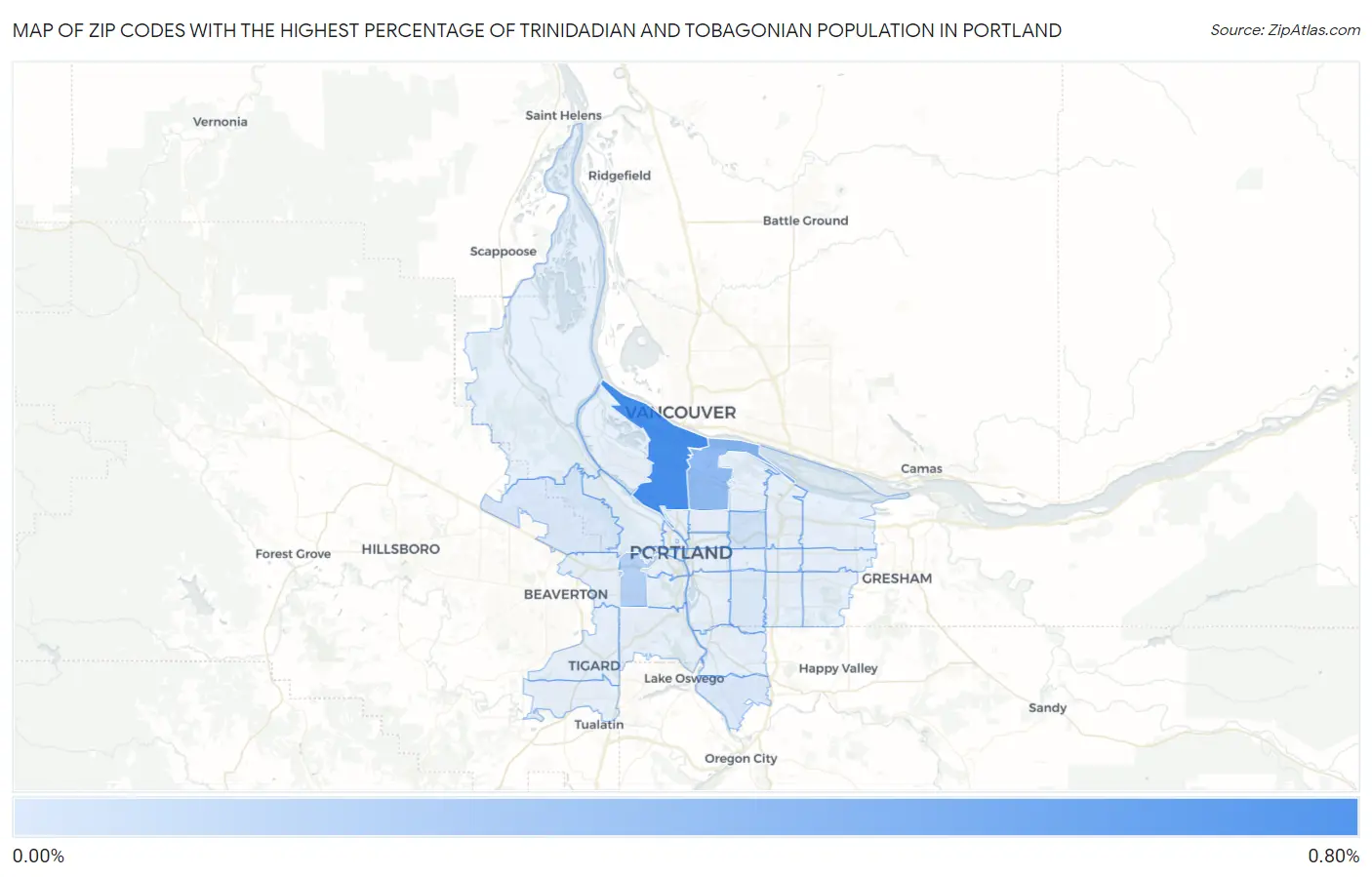 Zip Codes with the Highest Percentage of Trinidadian and Tobagonian Population in Portland Map