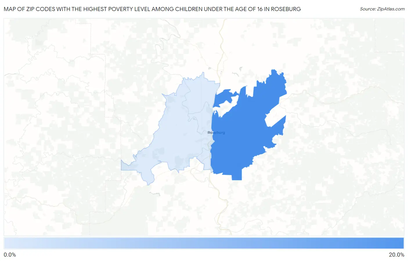Zip Codes with the Highest Poverty Level Among Children Under the Age of 16 in Roseburg Map