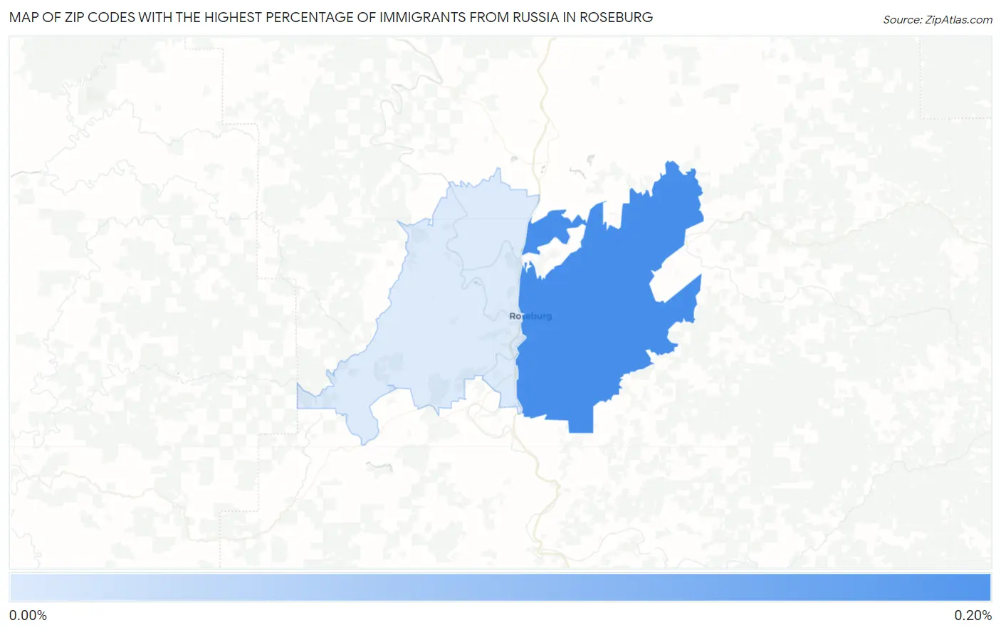 Zip Codes with the Highest Percentage of Immigrants from Russia in Roseburg Map