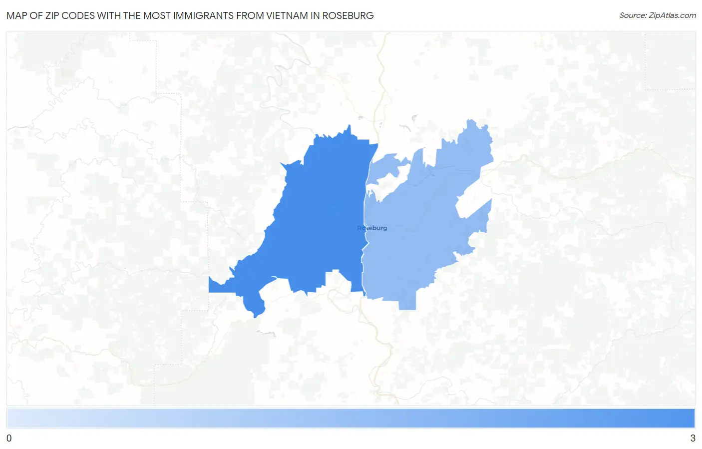 Zip Codes with the Most Immigrants from Vietnam in Roseburg Map
