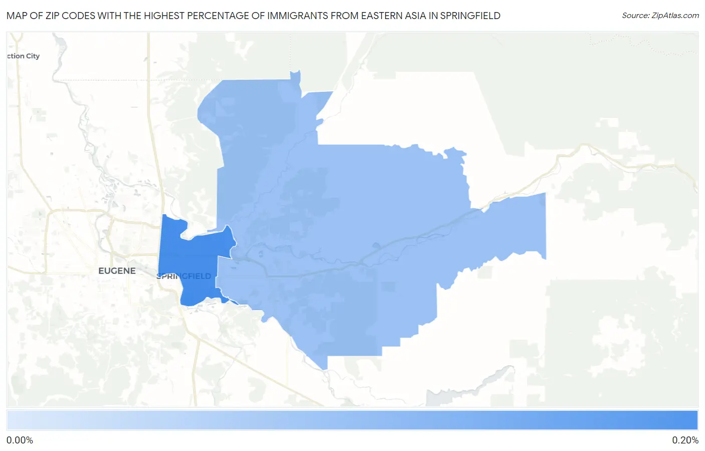 Zip Codes with the Highest Percentage of Immigrants from Eastern Asia in Springfield Map