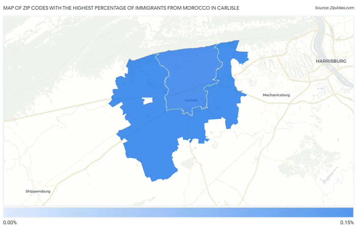 Zip Codes with the Highest Percentage of Immigrants from Morocco in Carlisle Map
