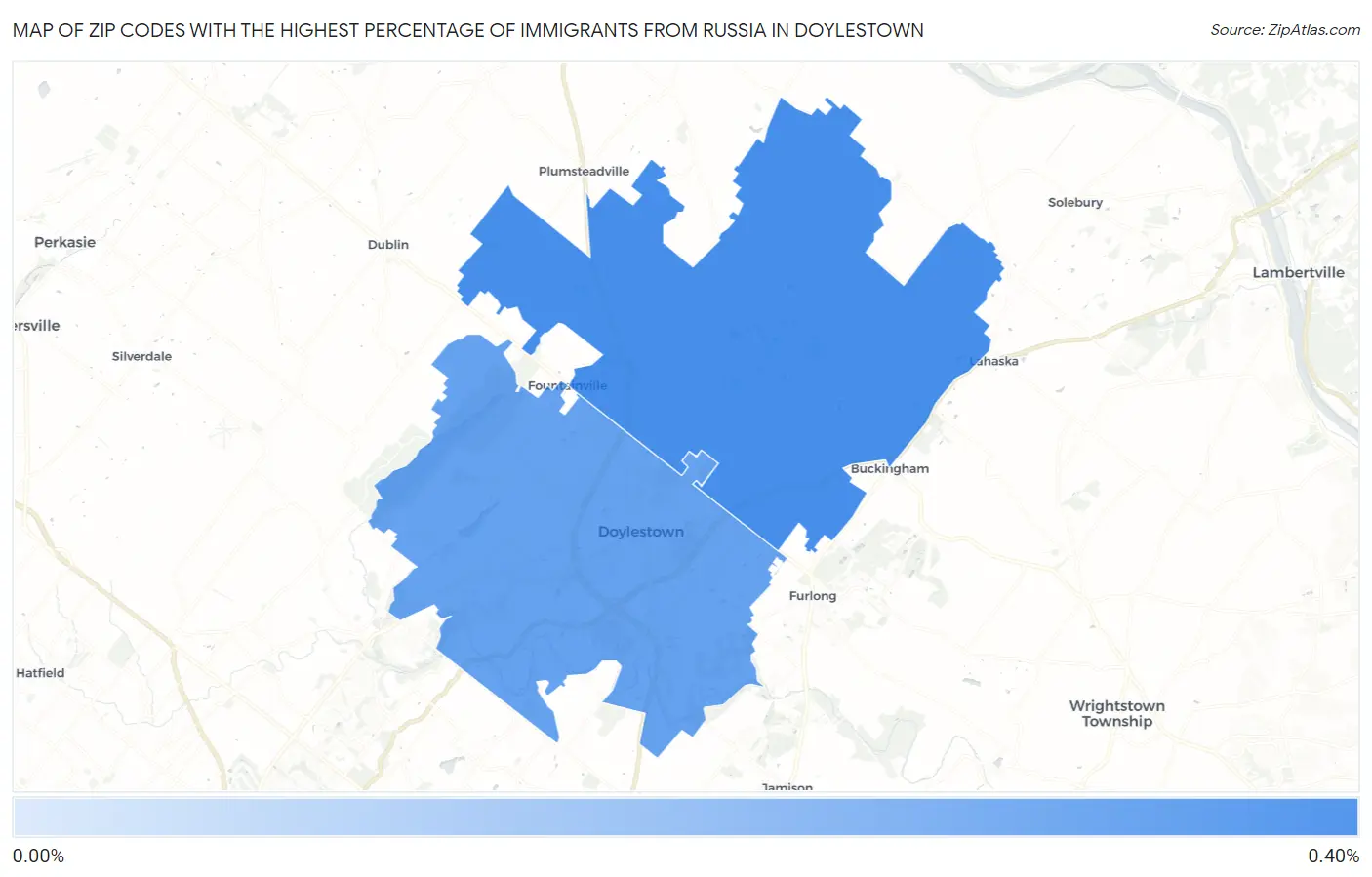 Zip Codes with the Highest Percentage of Immigrants from Russia in Doylestown Map