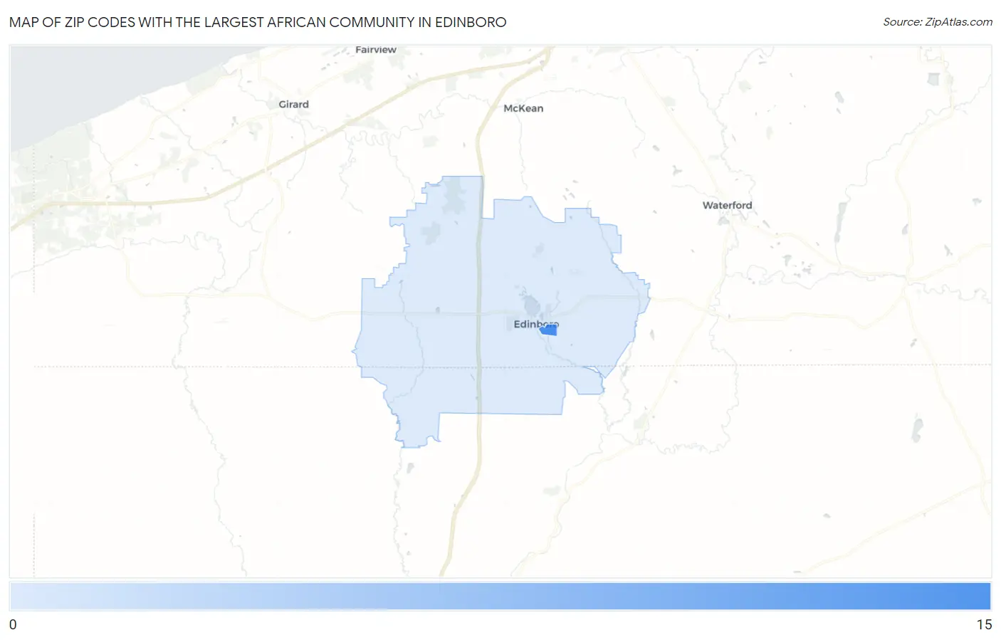 Zip Codes with the Largest African Community in Edinboro Map