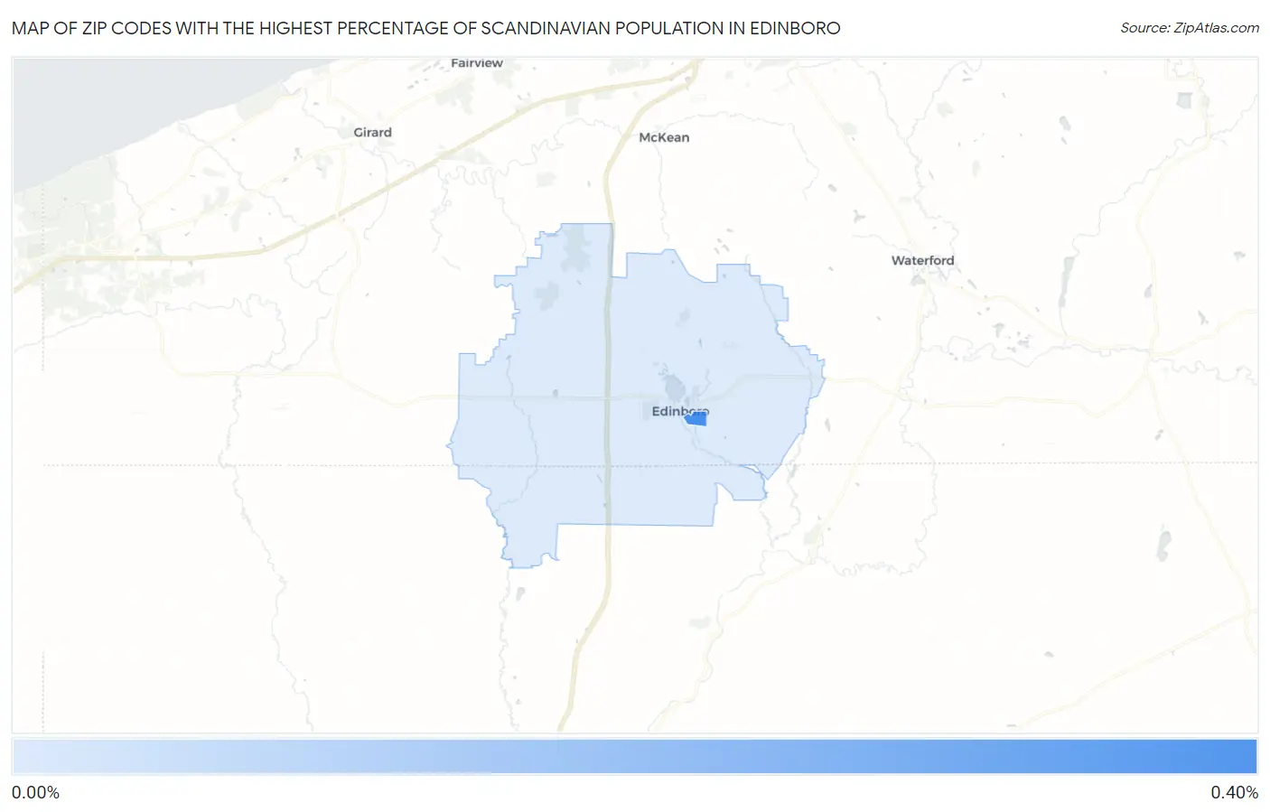 Zip Codes with the Highest Percentage of Scandinavian Population in Edinboro Map