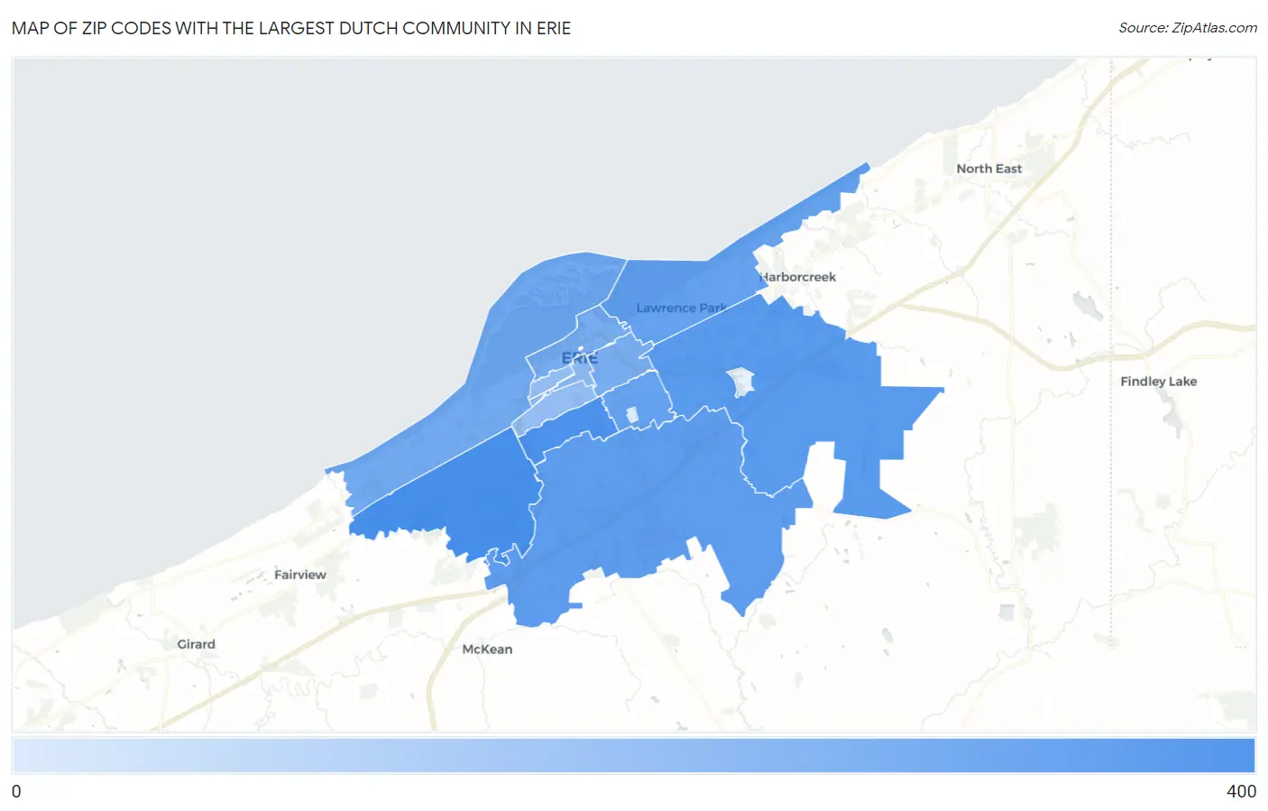 Zip Codes with the Largest Dutch Community in Erie Map