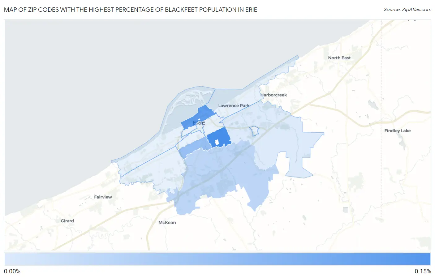 Zip Codes with the Highest Percentage of Blackfeet Population in Erie Map