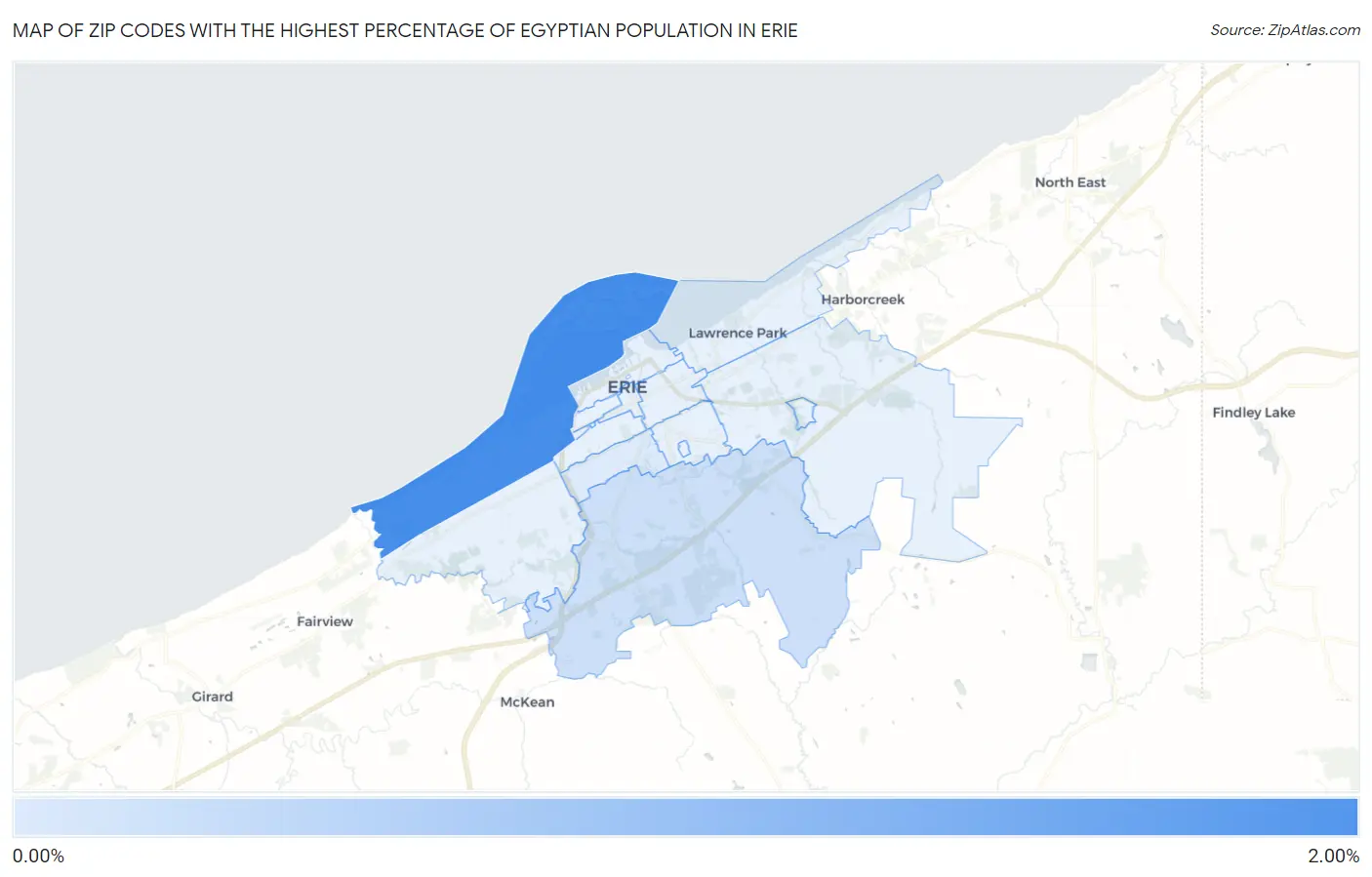 Zip Codes with the Highest Percentage of Egyptian Population in Erie Map