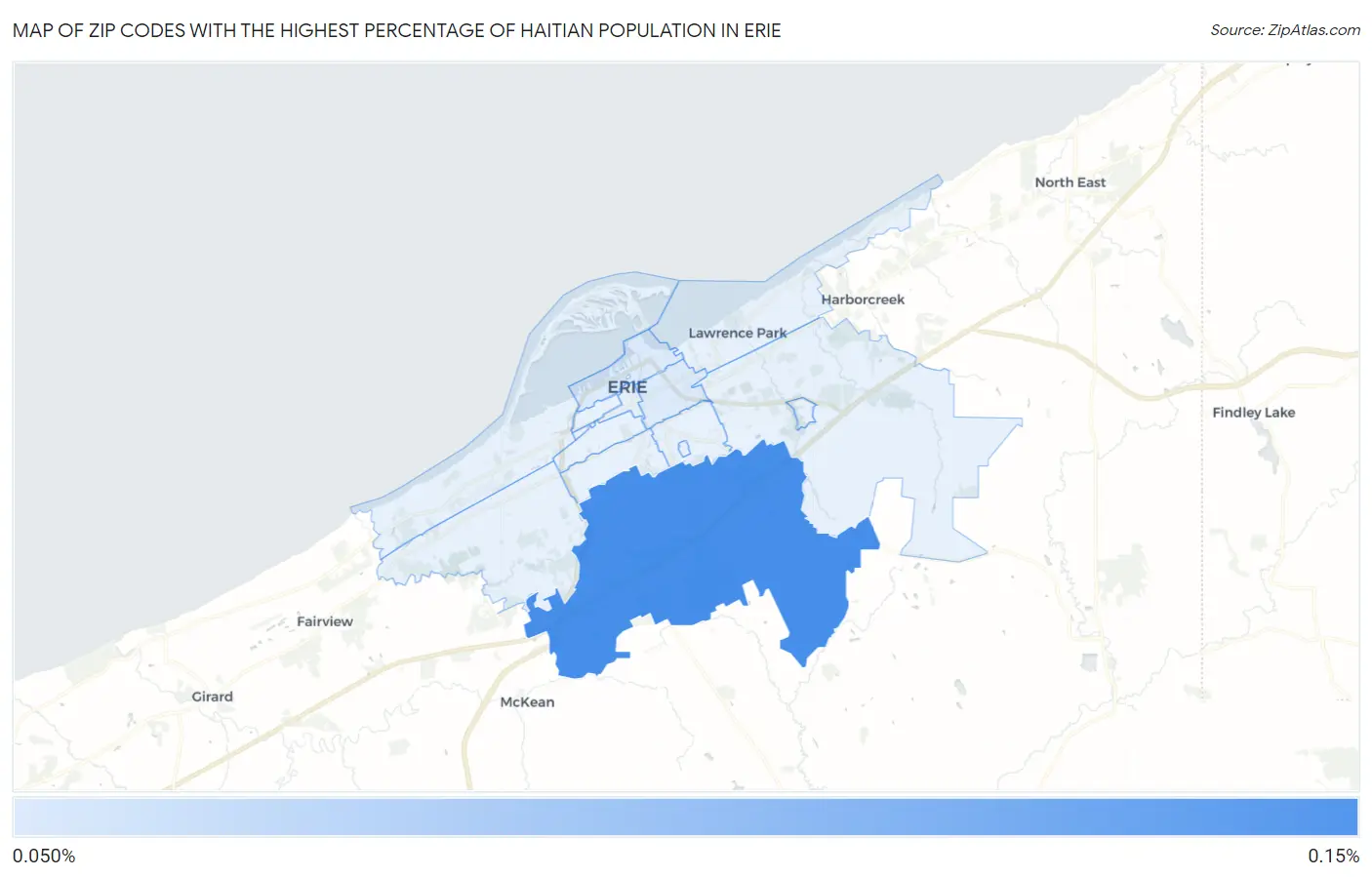 Zip Codes with the Highest Percentage of Haitian Population in Erie Map
