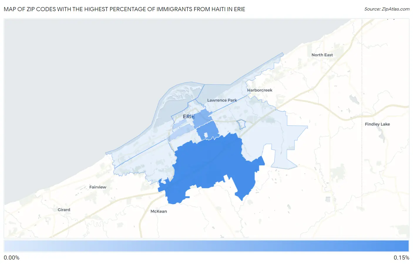 Zip Codes with the Highest Percentage of Immigrants from Haiti in Erie Map