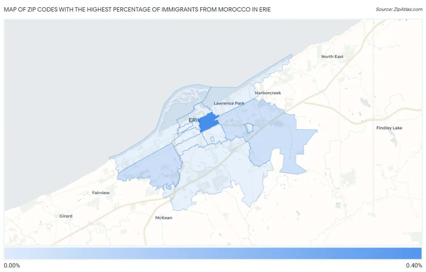 Zip Codes with the Highest Percentage of Immigrants from Morocco in Erie Map