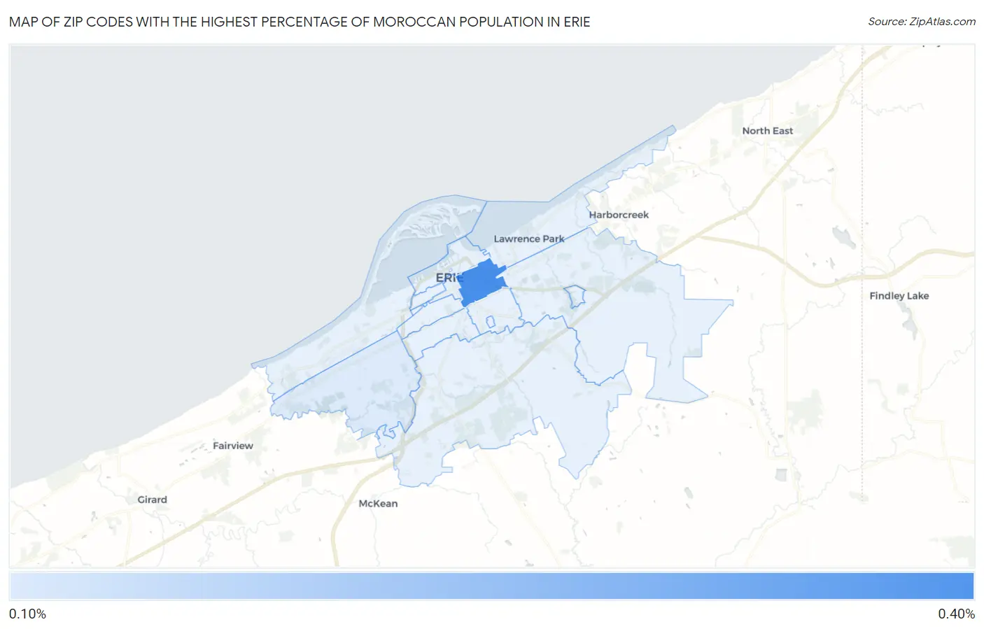 Zip Codes with the Highest Percentage of Moroccan Population in Erie Map