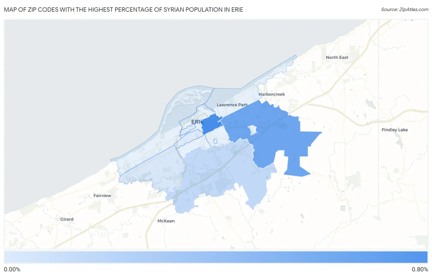 Zip Codes with the Highest Percentage of Syrian Population in Erie Map