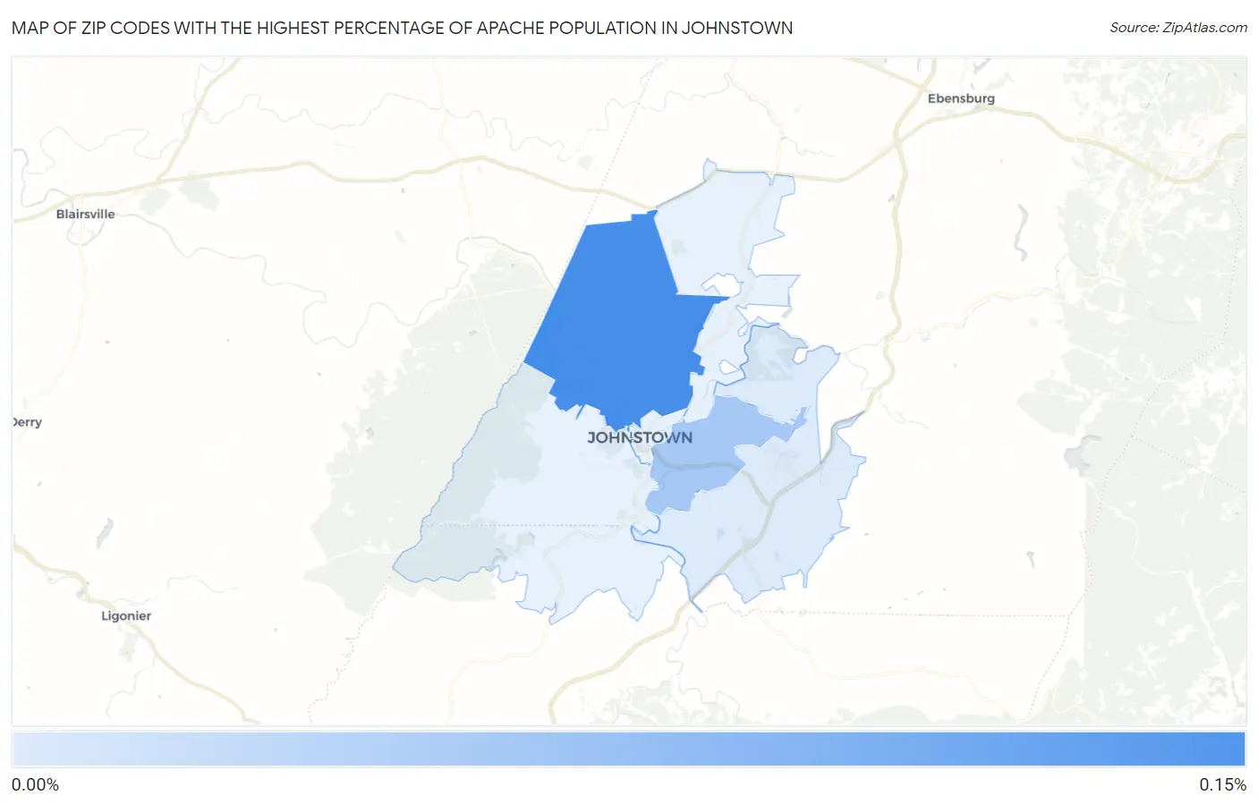Zip Codes with the Highest Percentage of Apache Population in Johnstown Map