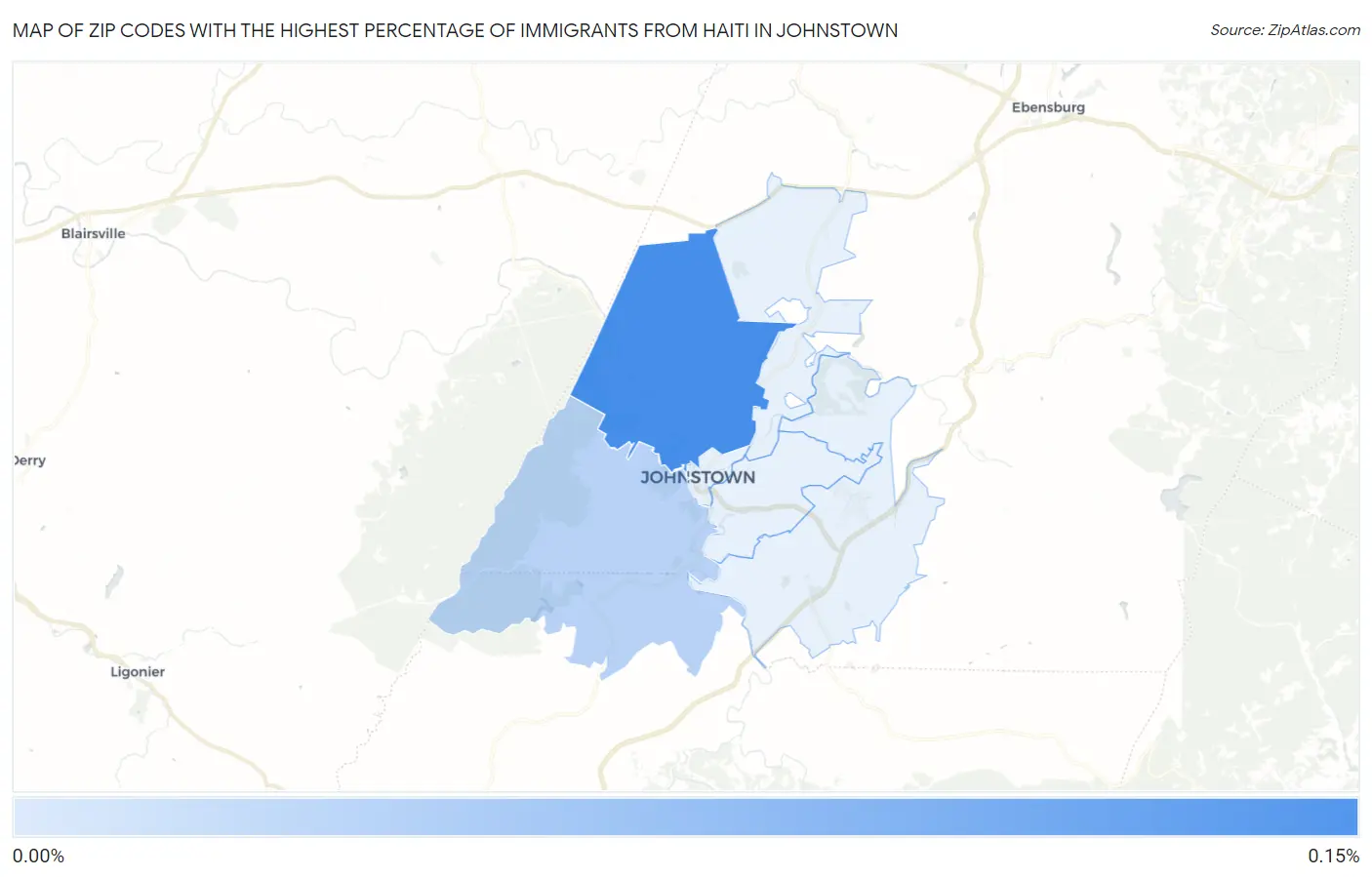 Zip Codes with the Highest Percentage of Immigrants from Haiti in Johnstown Map