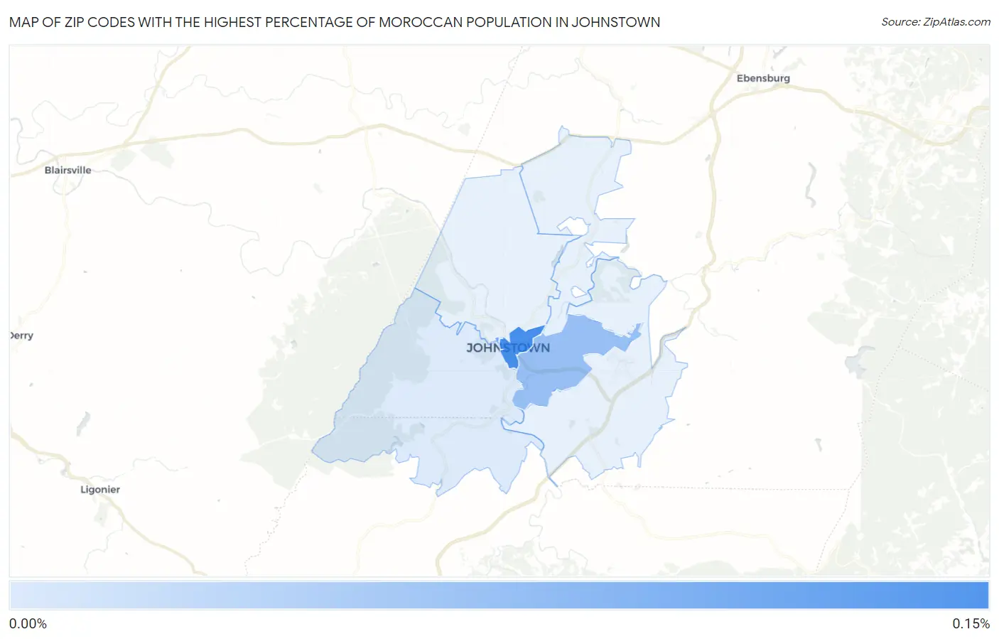 Zip Codes with the Highest Percentage of Moroccan Population in Johnstown Map