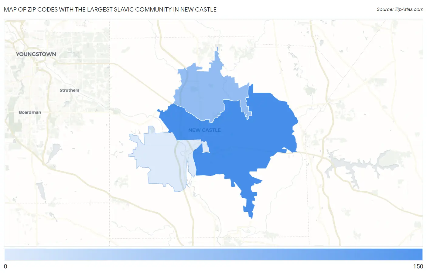 Zip Codes with the Largest Slavic Community in New Castle Map