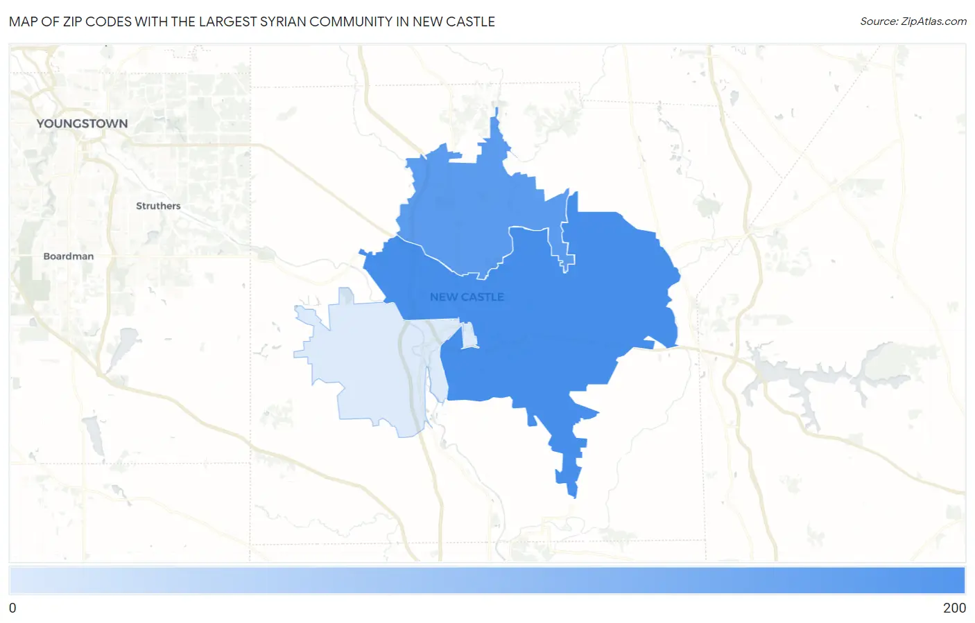 Zip Codes with the Largest Syrian Community in New Castle Map