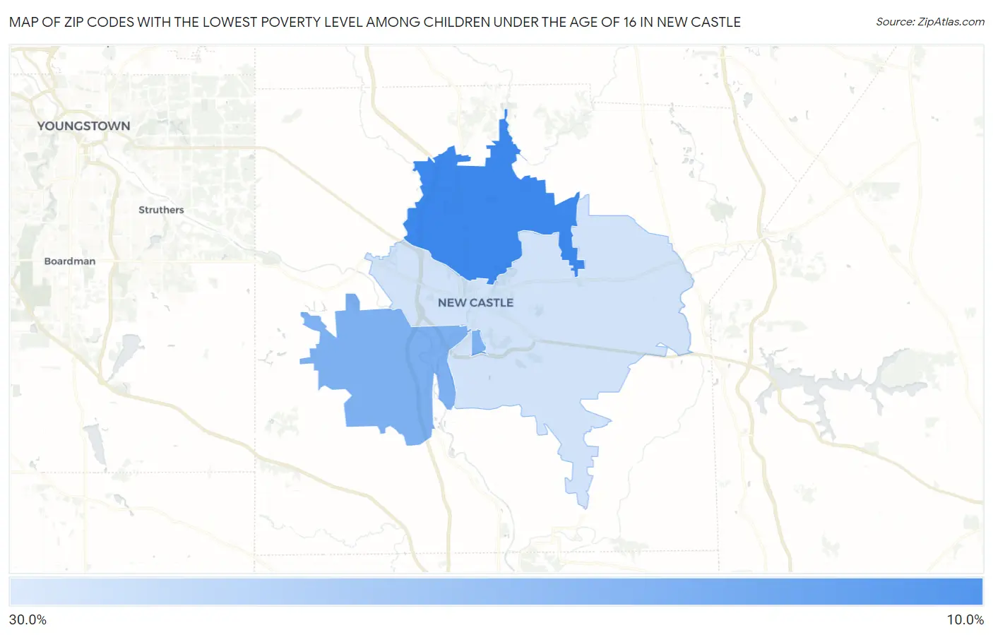 Zip Codes with the Lowest Poverty Level Among Children Under the Age of 16 in New Castle Map