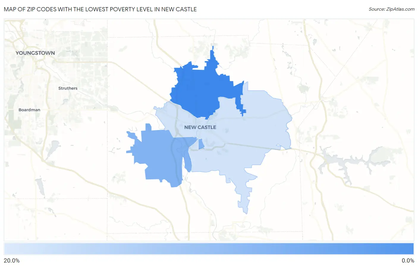 Zip Codes with the Lowest Poverty Level in New Castle Map