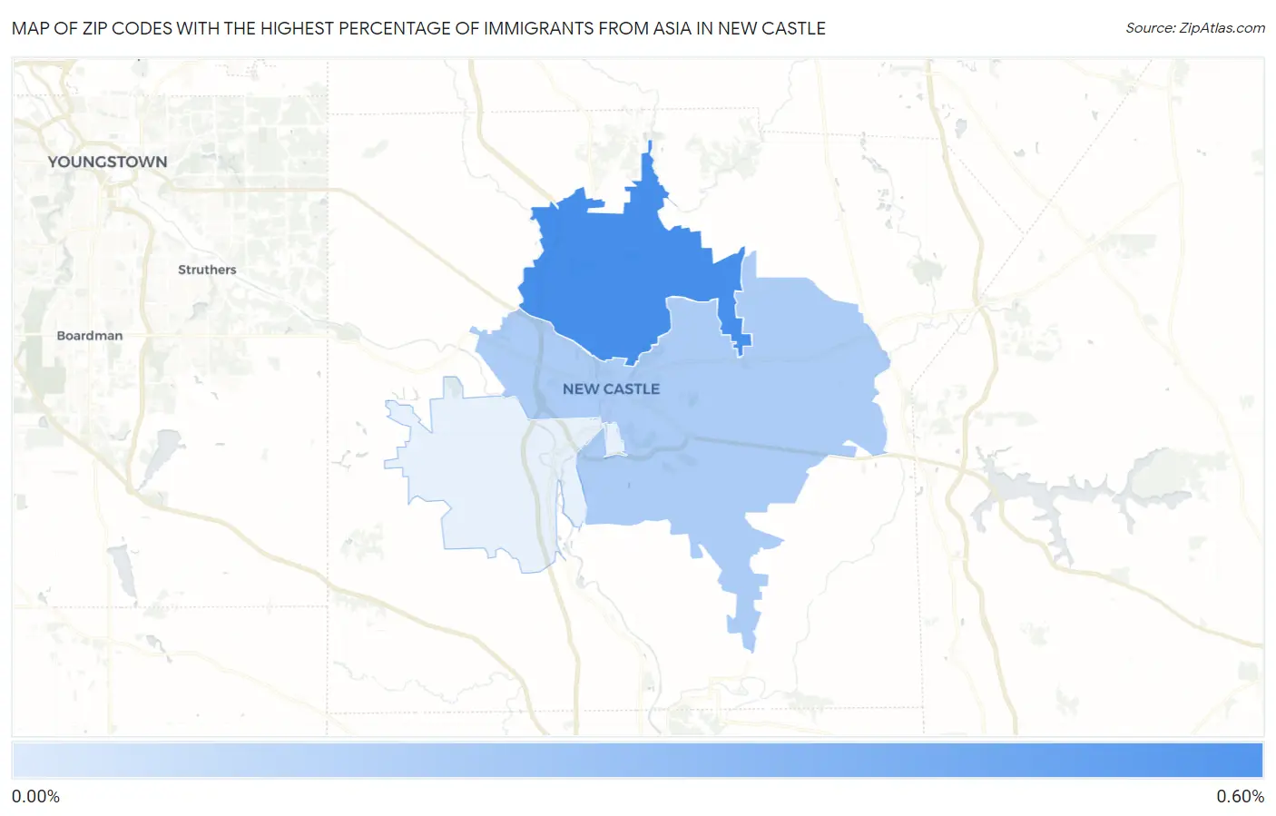 Zip Codes with the Highest Percentage of Immigrants from Asia in New Castle Map