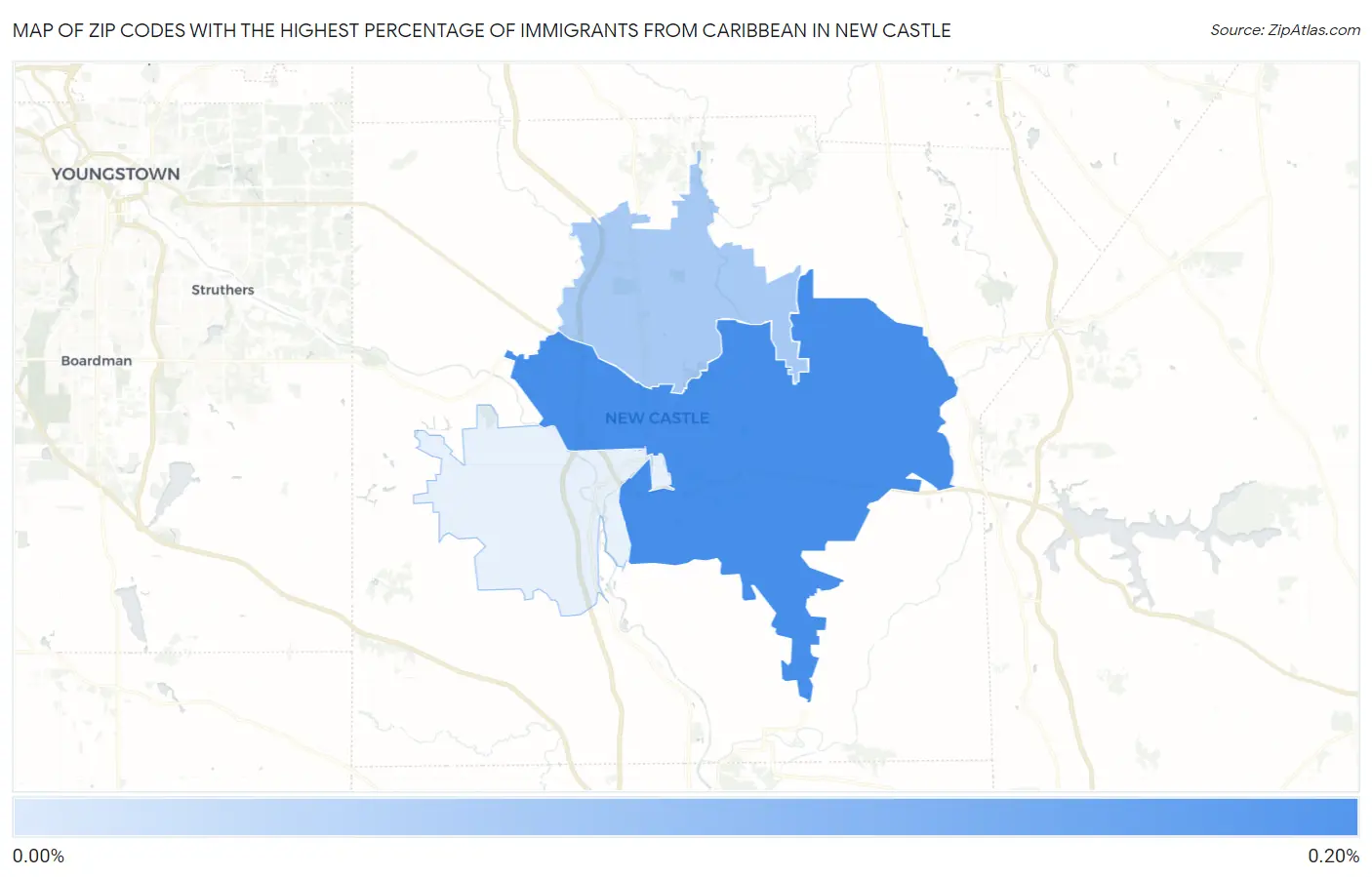 Zip Codes with the Highest Percentage of Immigrants from Caribbean in New Castle Map