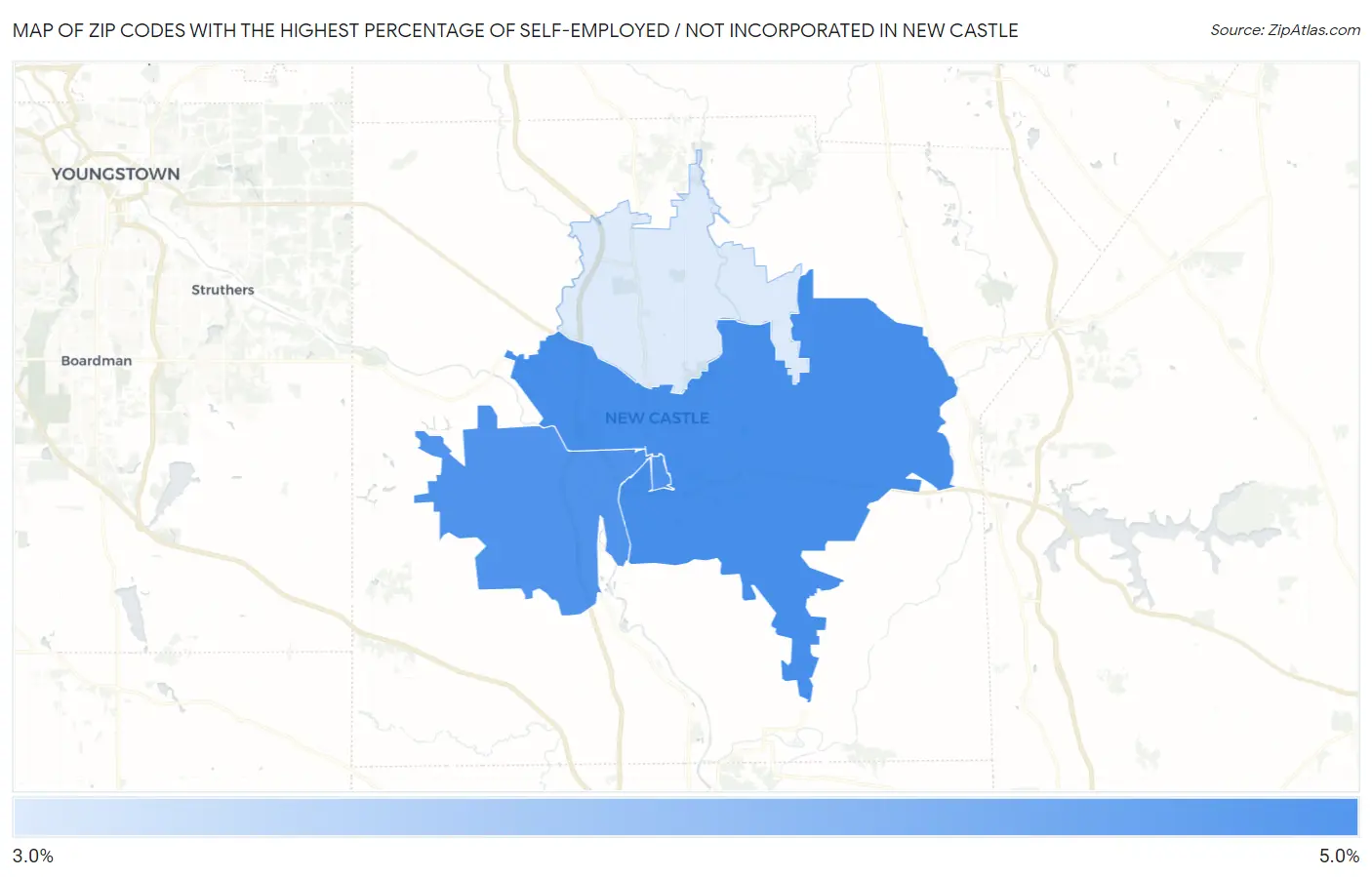 Zip Codes with the Highest Percentage of Self-Employed / Not Incorporated in New Castle Map