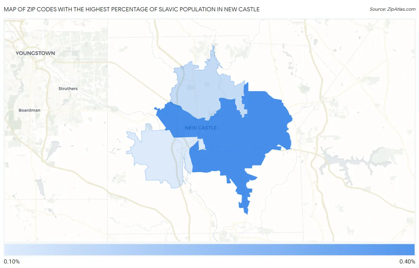 Zip Codes with the Highest Percentage of Slavic Population in New Castle Map