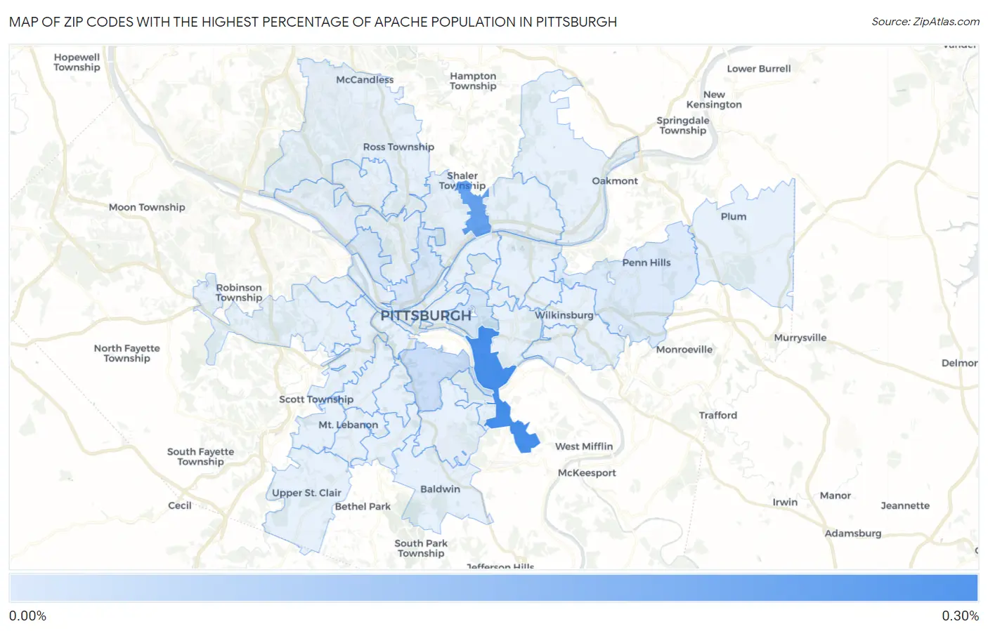 Zip Codes with the Highest Percentage of Apache Population in Pittsburgh Map