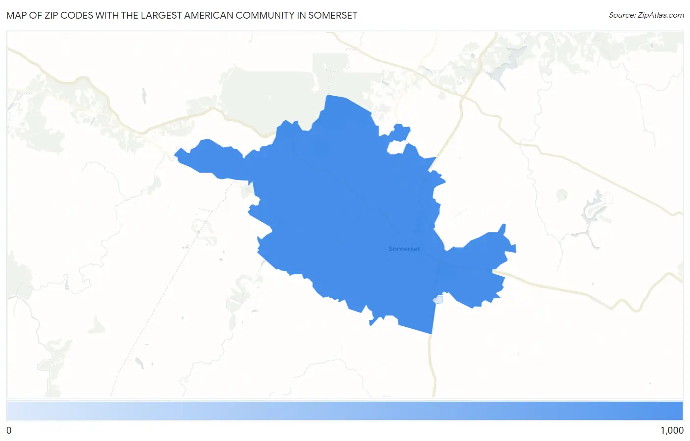 Zip Codes with the Largest American Community in Somerset Map
