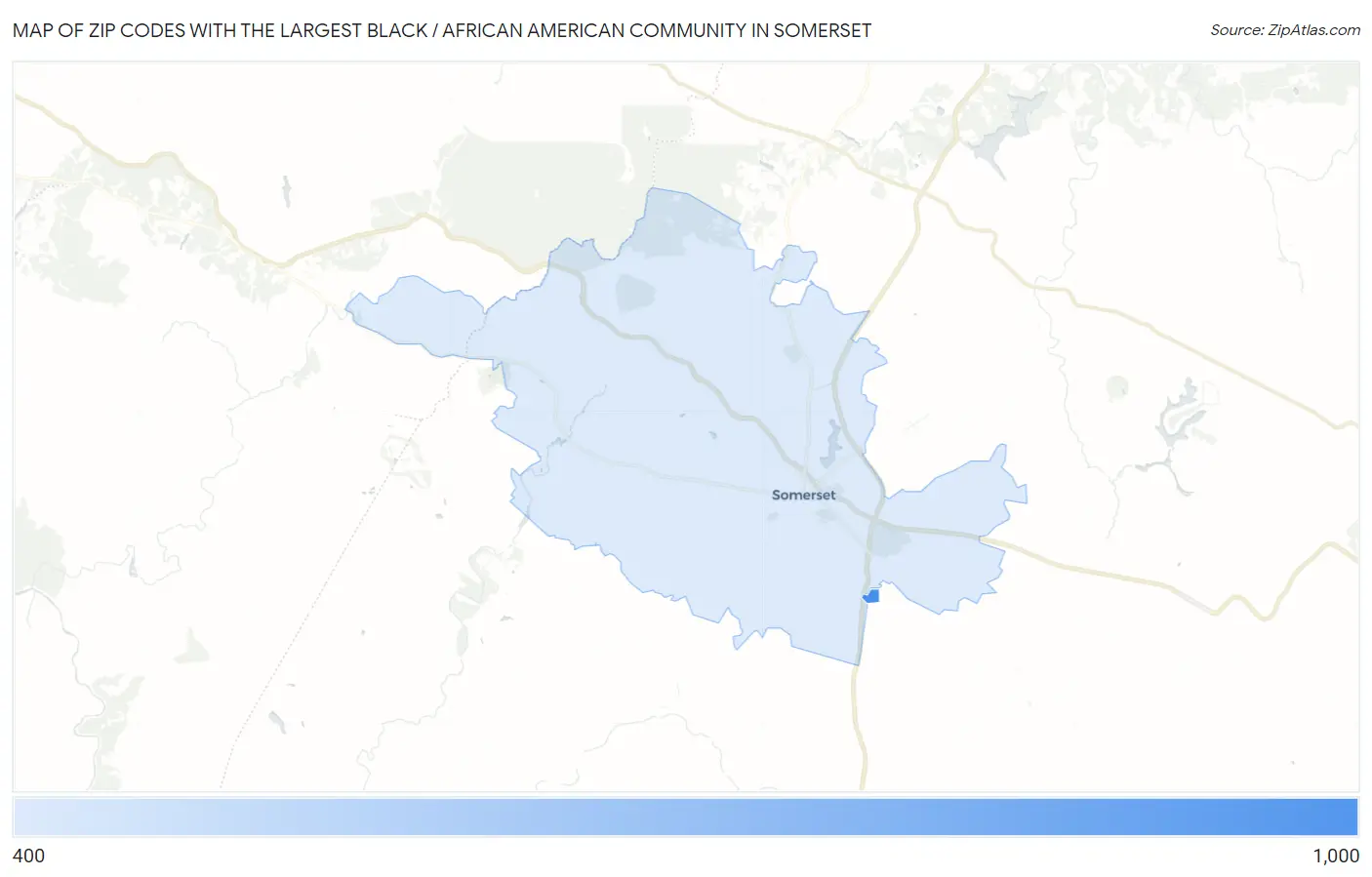 Zip Codes with the Largest Black / African American Community in Somerset Map