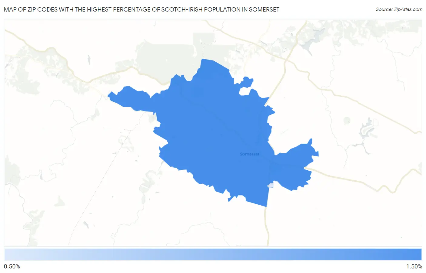 Zip Codes with the Highest Percentage of Scotch-Irish Population in Somerset Map