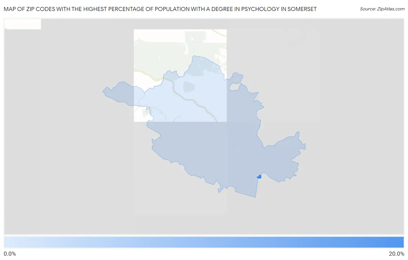Zip Codes with the Highest Percentage of Population with a Degree in Psychology in Somerset Map
