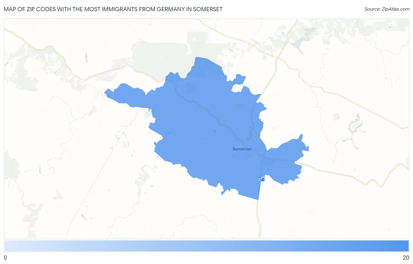 Zip Codes with the Most Immigrants from Germany in Somerset Map