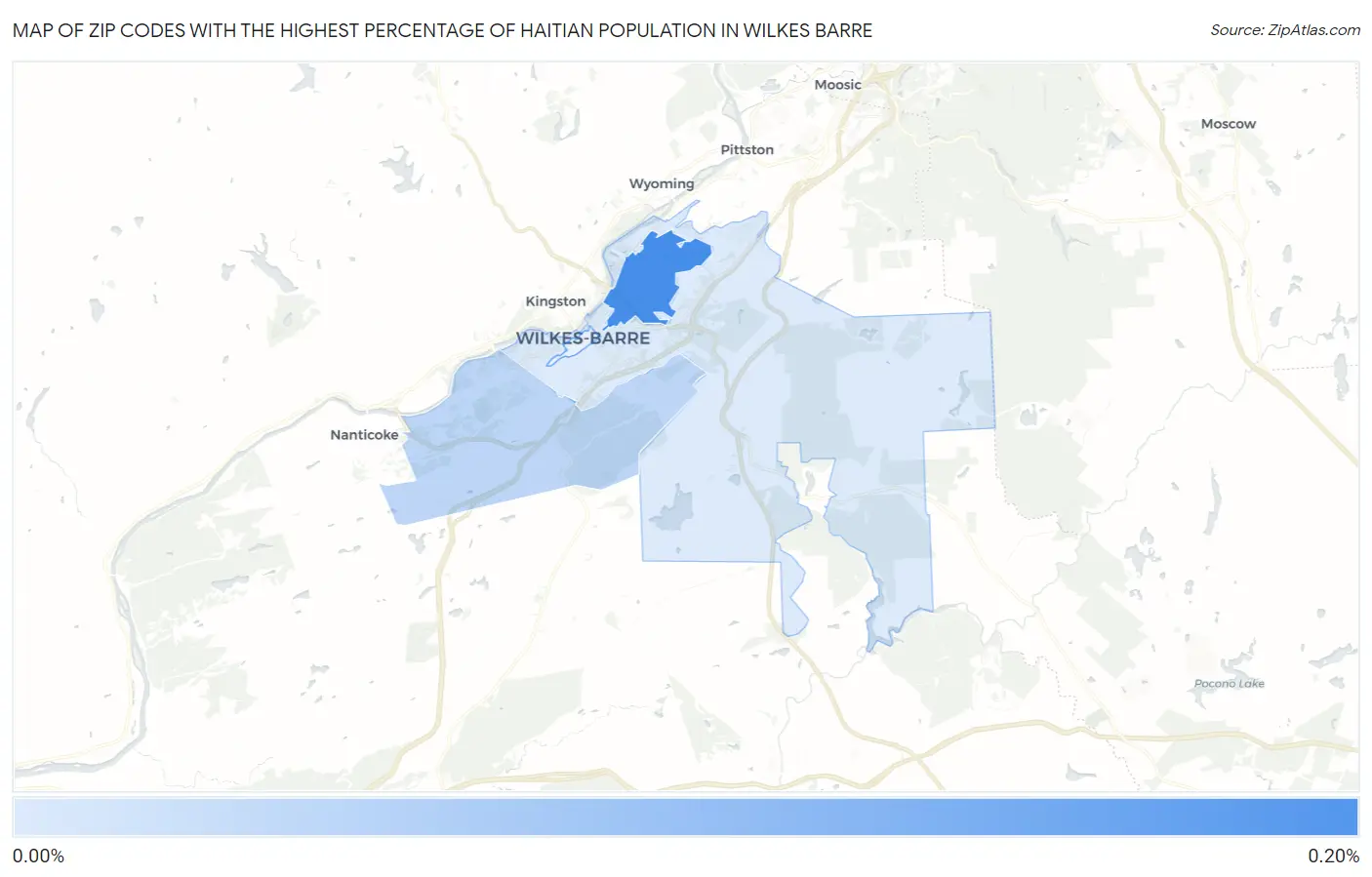 Zip Codes with the Highest Percentage of Haitian Population in Wilkes Barre Map