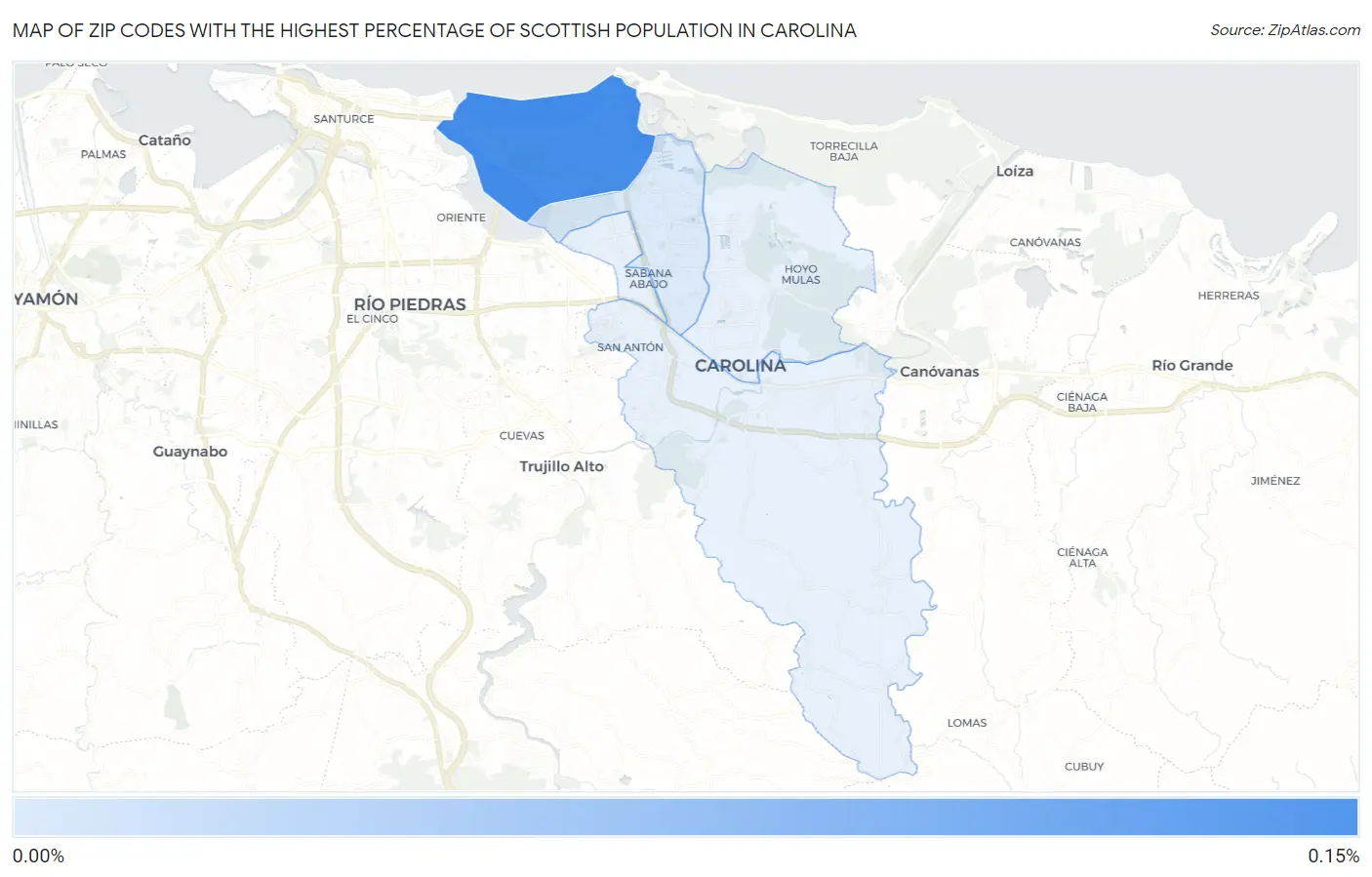 Zip Codes with the Highest Percentage of Scottish Population in Carolina Map