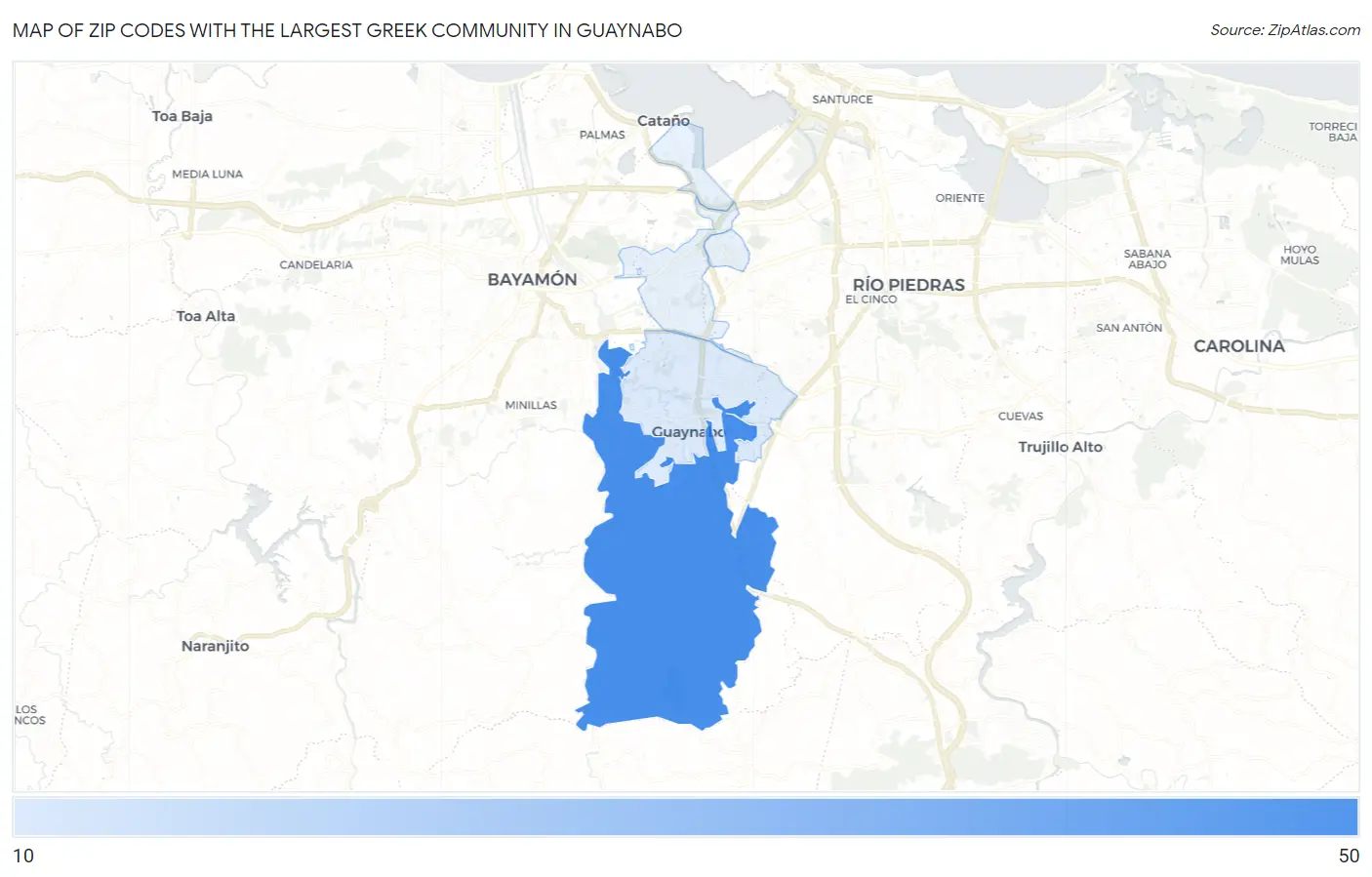 Zip Codes with the Largest Greek Community in Guaynabo Map