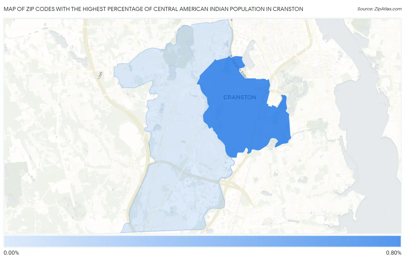 Zip Codes with the Highest Percentage of Central American Indian Population in Cranston Map