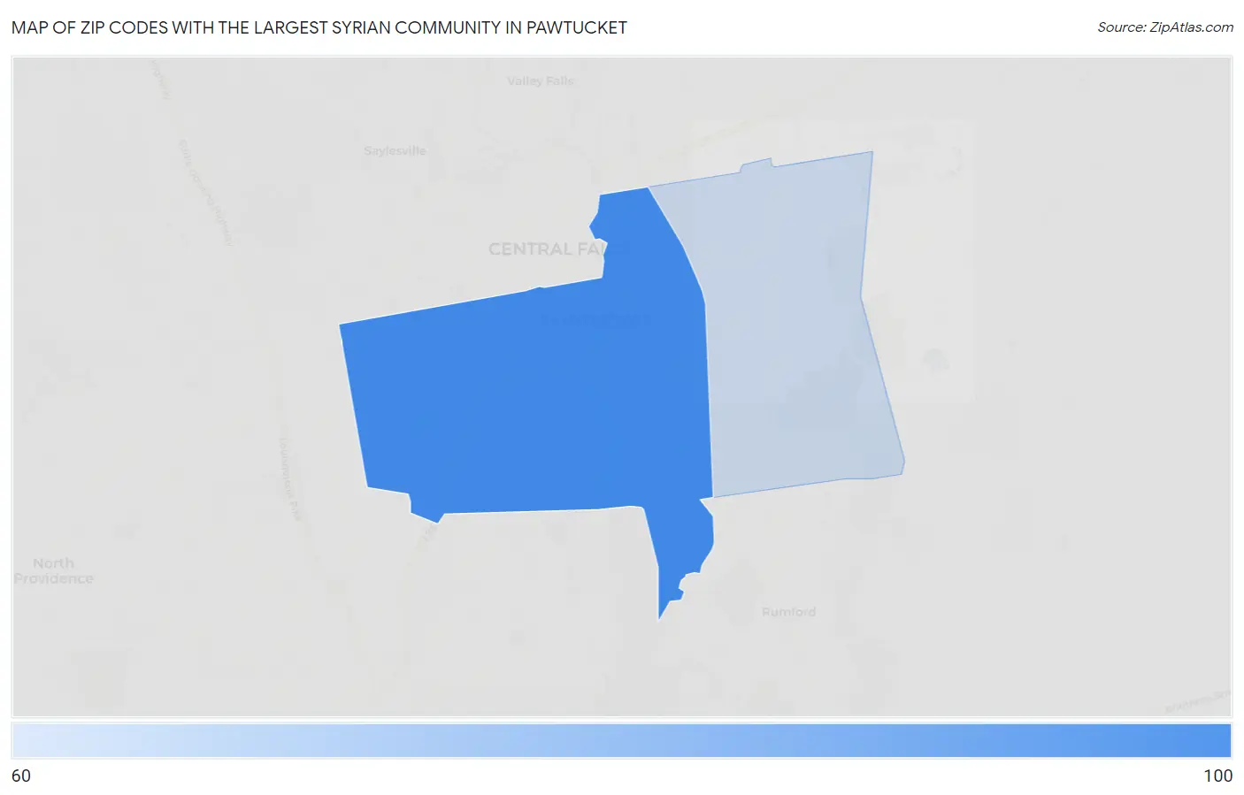Zip Codes with the Largest Syrian Community in Pawtucket Map
