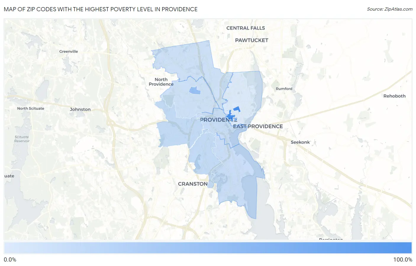 Zip Codes with the Highest Poverty Level in Providence Map