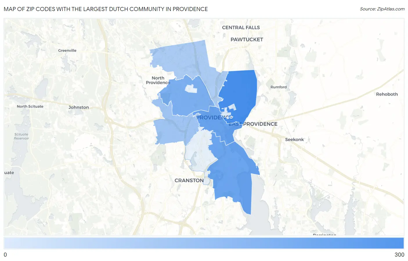 Zip Codes with the Largest Dutch Community in Providence Map