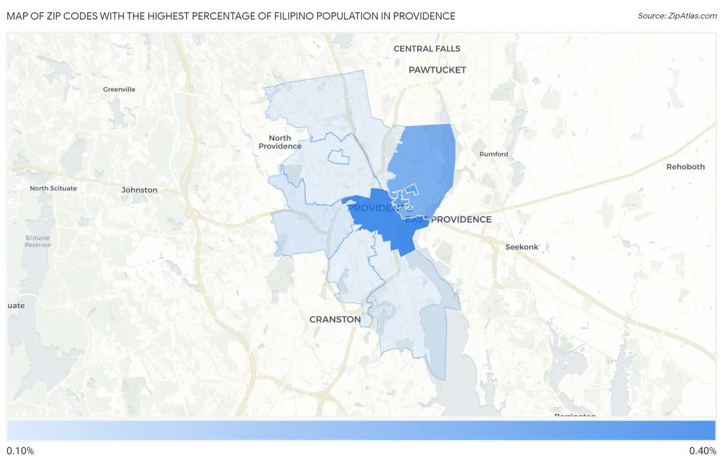 Zip Codes with the Highest Percentage of Filipino Population in Providence Map