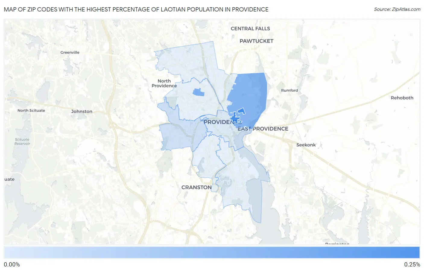 Zip Codes with the Highest Percentage of Laotian Population in Providence Map