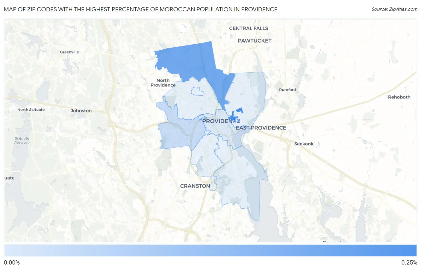 Zip Codes with the Highest Percentage of Moroccan Population in Providence Map