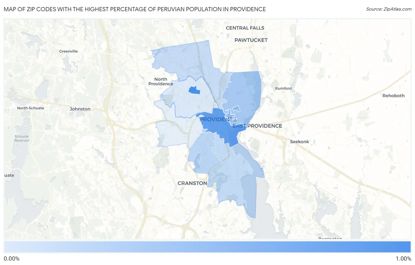 Zip Codes with the Highest Percentage of Peruvian Population in Providence Map