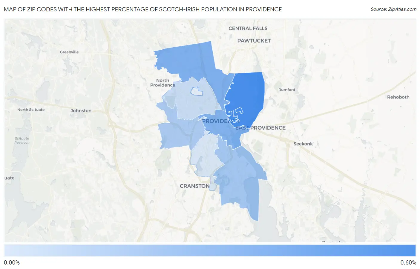 Zip Codes with the Highest Percentage of Scotch-Irish Population in Providence Map